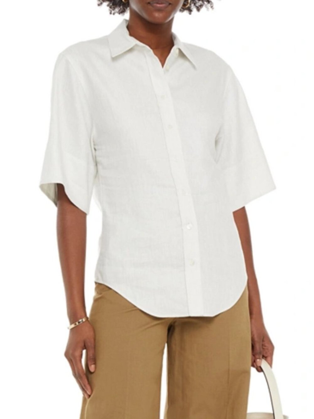 Joseph "Starr" Chintz Linen Shirt in Off-White, size 34 (fits like a size 0/2)